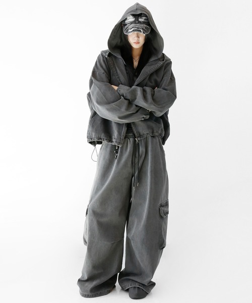 minsobi（ミンソビ）の「バックポケットピグメントジャケット（ノーカラージャケット・メンズ・チャコールグレー・FREE）」の16枚目の写真