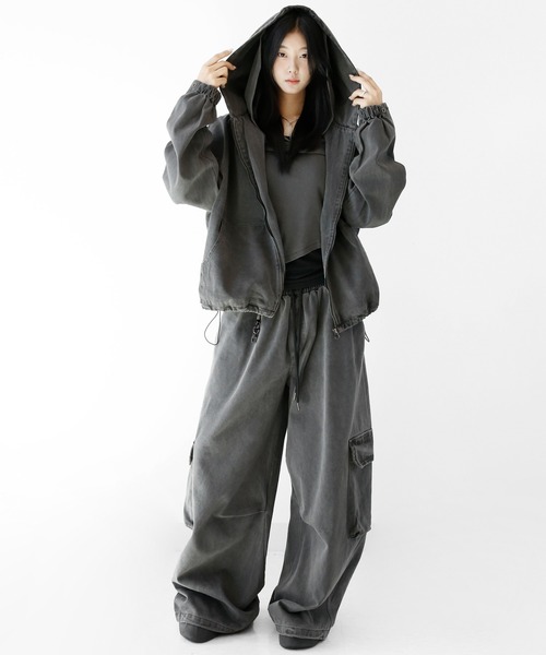 minsobi（ミンソビ）の「バックポケットピグメントジャケット（ノーカラージャケット・メンズ・チャコールグレー・FREE）」の19枚目の写真