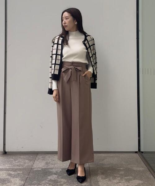 couture brooch（クチュールブローチ）の「【大人可愛い・通勤】チェックジャカード ニットカーディガン（カーディガン/ボレロ・レディース・ネイビー系1/ベージュ系その他2/アイボリー系1・38/36/42/40）」の15枚目の写真