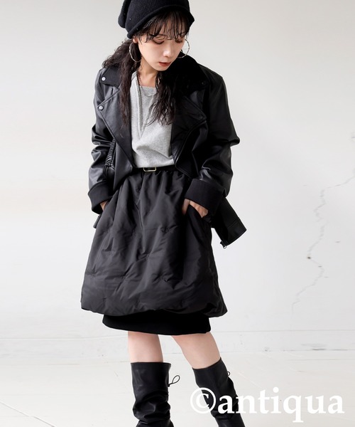 antiqua(アンティカ)の「中綿入り バルーンスカート(スカート・レディース・ブラック・ONESIZE)」の6枚目の写真