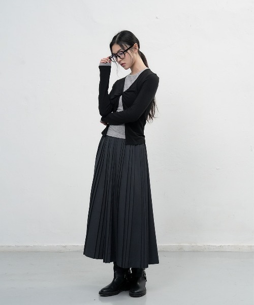 GENERAL IDEA（ジェネラルアイデア）の「layered twist t-shirts  レイヤードツイスト長袖Tシャツ（Tシャツ/カットソー・レディース・カーキ/ブラック/ブラウン・L/M/S）」の5枚目の写真