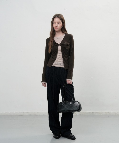 GENERAL IDEA（ジェネラルアイデア）の「layered twist t-shirts  レイヤードツイスト長袖Tシャツ（Tシャツ/カットソー・レディース・カーキ/ブラック/ブラウン・L/M/S）」の13枚目の写真