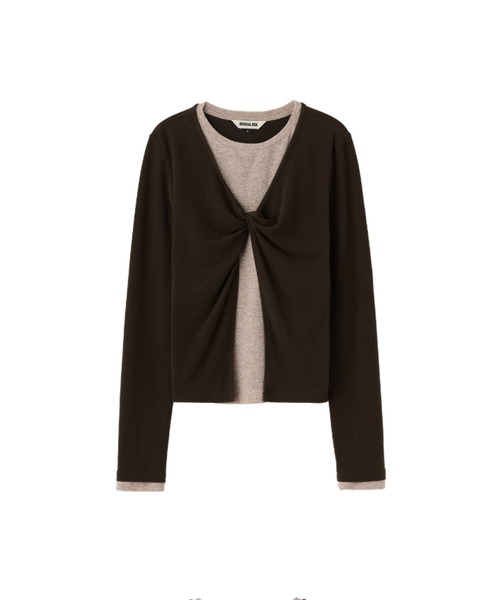 GENERAL IDEA（ジェネラルアイデア）の「layered twist t-shirts  レイヤードツイスト長袖Tシャツ（Tシャツ/カットソー・レディース・カーキ/ブラック/ブラウン・L/M/S）」の16枚目の写真