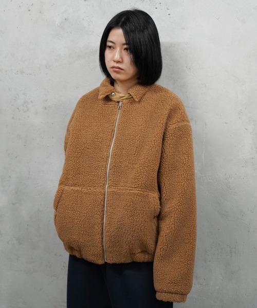 SUNNY  SPORTS（サニースポーツ）の「SUNNY SPORTS GOLF / サニースポーツゴルフ BOA FLEECE SWING TOP ボアフリース スイングトップ（ブルゾン・メンズ・ブラウン/ブラック・X-SMALL/MEDIUM/LARGE）」の3枚目の写真