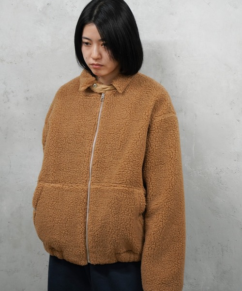 SUNNY  SPORTS（サニースポーツ）の「SUNNY SPORTS GOLF / サニースポーツゴルフ BOA FLEECE SWING TOP ボアフリース スイングトップ（ブルゾン・メンズ・ブラウン/ブラック・X-SMALL/MEDIUM/LARGE）」の4枚目の写真