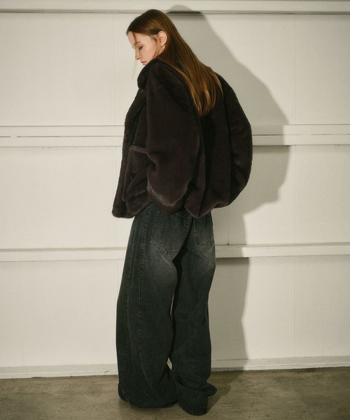 LE CIEL BLEU(ルシェルブルー)の「フェイクミンクピーコート / Faux Mink Peacoat(その他アウター・レディース・ブラウン/グレー・36)」の3枚目の写真