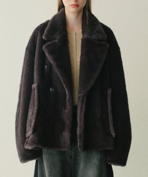 LE CIEL BLEU(ルシェルブルー)の「フェイクミンクピーコート / Faux Mink Peacoat(その他アウター・レディース・ブラウン/グレー・36)」の7枚目の写真