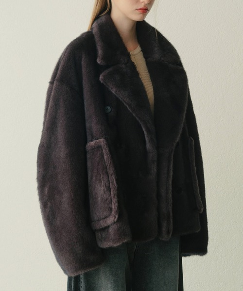 LE CIEL BLEU(ルシェルブルー)の「フェイクミンクピーコート / Faux Mink Peacoat(その他アウター・レディース・ブラウン/グレー・36)」の6枚目の写真