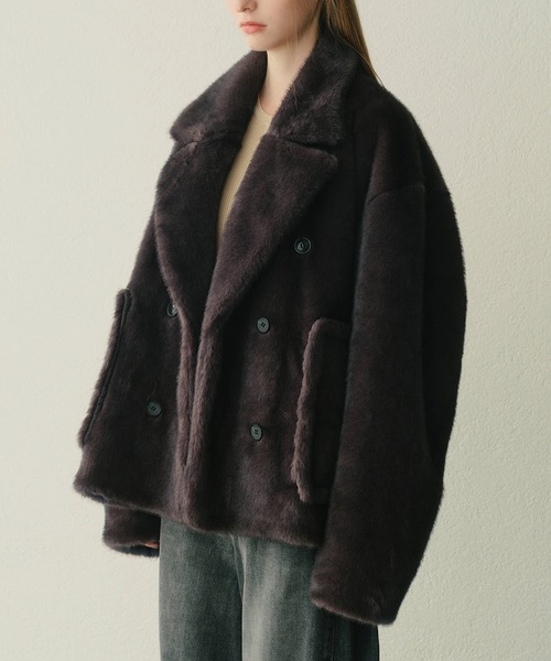 LE CIEL BLEU(ルシェルブルー)の「フェイクミンクピーコート / Faux Mink Peacoat(その他アウター・レディース・ブラウン/グレー・36)」の5枚目の写真