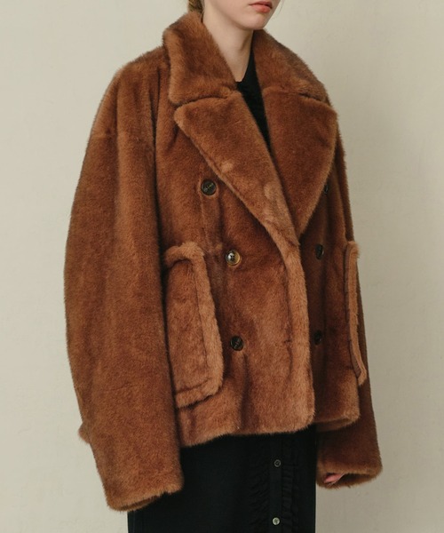 LE CIEL BLEU(ルシェルブルー)の「フェイクミンクピーコート / Faux Mink Peacoat(その他アウター・レディース・ブラウン/グレー・36)」の14枚目の写真