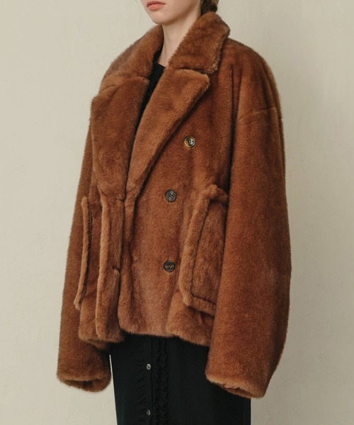LE CIEL BLEU(ルシェルブルー)の「フェイクミンクピーコート / Faux Mink Peacoat(その他アウター・レディース・ブラウン/グレー・36)」の13枚目の写真