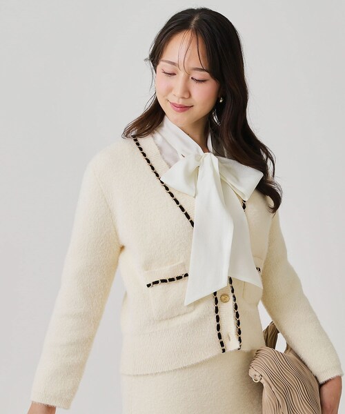 [即日発送]レディース 古着 レザー パッチワーク カーディガン チェーンボタン デニムとニットのパッチワークカーディガン[品番：UZ000011568