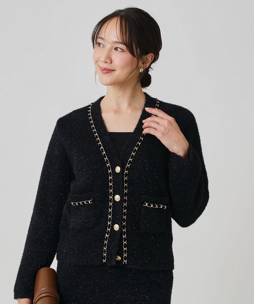 セール】【手洗い可／セットアップ可】チェーンブレード付カーディガン
