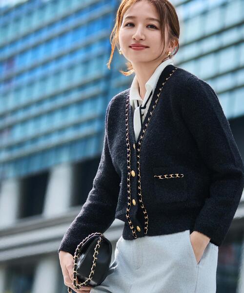 セール】【手洗い可／セットアップ可】チェーンブレード付カーディガン