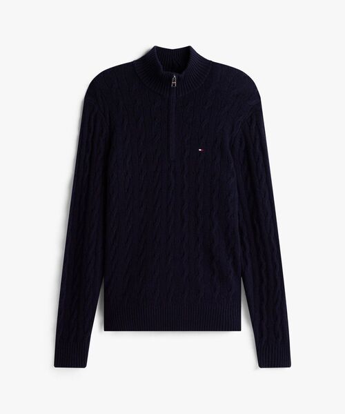 TOMMY HILFIGER（トミーヒルフィガー）の「ラムウールブレンドケーブルハーフジップセーター（ニット/セーター・メンズ・ネイビー/ブラウン系その他6・LARGE/SMALL/X-LARGE/MEDIUM）」の6枚目の写真