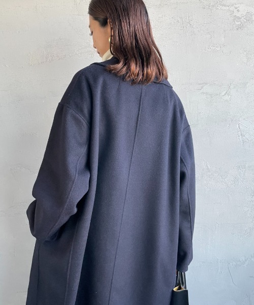 LE GLAZIK（ルグラジック）の「[LE GLAZIK/ル グラジック] ラムウールWフェイス ビッグカラーリバーコート（チェスターコート・レディース・ブラック系その他/ネイビー・36）」の19枚目の写真