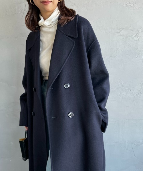 LE GLAZIK（ルグラジック）の「[LE GLAZIK/ル グラジック] ラムウールWフェイス ビッグカラーリバーコート（チェスターコート・レディース・ブラック系その他/ネイビー・36）」の17枚目の写真