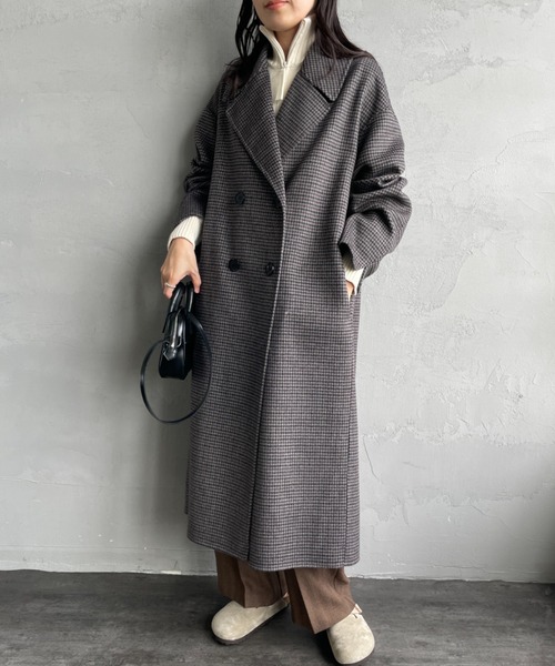 LE GLAZIK（ルグラジック）の「[LE GLAZIK/ル グラジック] ラムウールWフェイス ビッグカラーリバーコート（チェスターコート・レディース・ブラック系その他/ネイビー・36）」の4枚目の写真