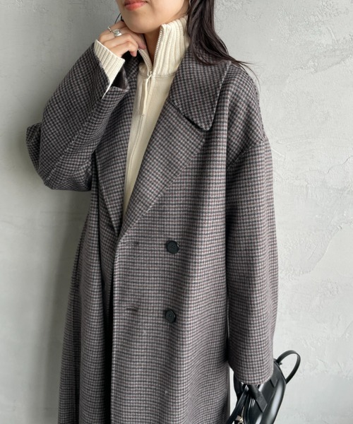 LE GLAZIK（ルグラジック）の「[LE GLAZIK/ル グラジック] ラムウールWフェイス ビッグカラーリバーコート（チェスターコート・レディース・ブラック系その他/ネイビー・36）」の7枚目の写真