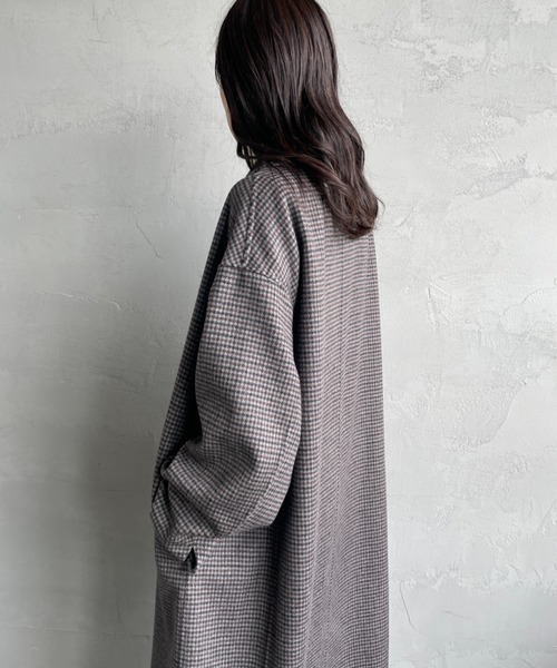 LE GLAZIK（ルグラジック）の「[LE GLAZIK/ル グラジック] ラムウールWフェイス ビッグカラーリバーコート（チェスターコート・レディース・ブラック系その他/ネイビー・36）」の8枚目の写真