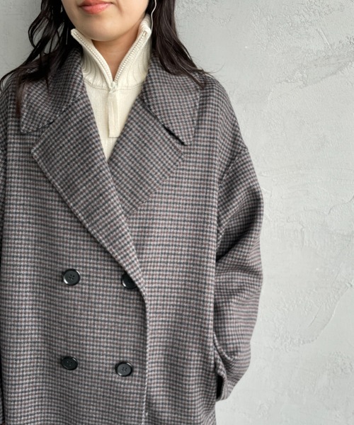 LE GLAZIK（ルグラジック）の「[LE GLAZIK/ル グラジック] ラムウールWフェイス ビッグカラーリバーコート（チェスターコート・レディース・ブラック系その他/ネイビー・36）」の14枚目の写真