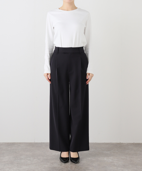 La TOTALITE（ラトータリテ）の「【洗える】サテンストレートパンツ（スラックス・レディース・ブラック/ベージュ・36/38/40）」の8枚目の写真