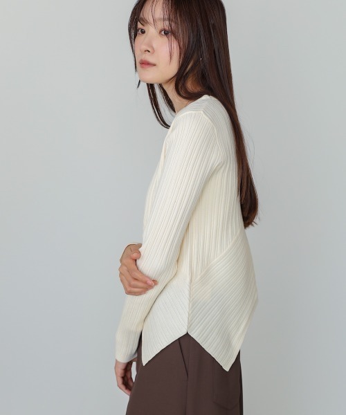 Bab（バブ）の「クロッシングニットトップス（ニット/セーター・レディース・ライトグレー/ブラウン/レッド/アイボリー・FREE）」の8枚目の写真