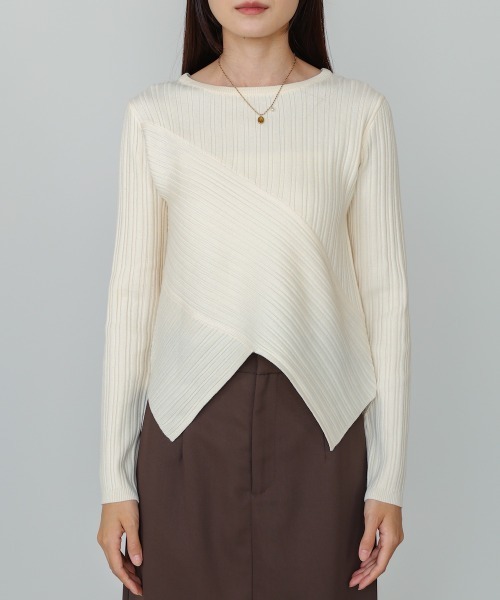 Bab（バブ）の「クロッシングニットトップス（ニット/セーター・レディース・ライトグレー/ブラウン/レッド/アイボリー・FREE）」の12枚目の写真