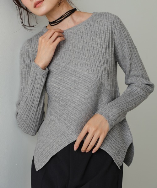 Bab（バブ）の「クロッシングニットトップス（ニット/セーター・レディース・ライトグレー/ブラウン/レッド/アイボリー・FREE）」の17枚目の写真