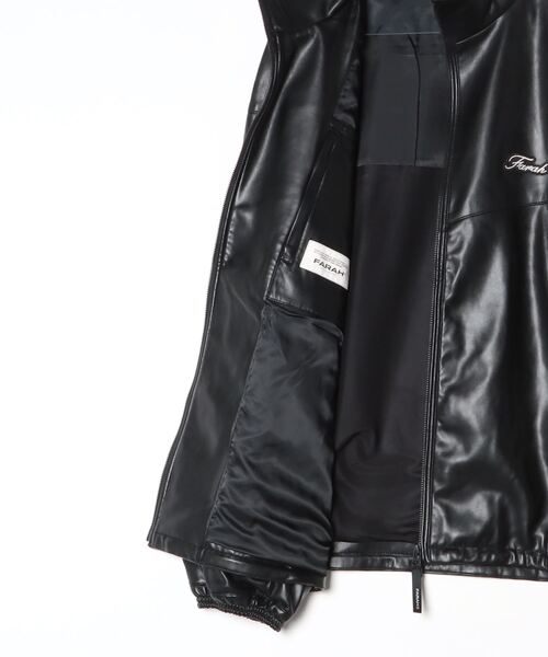 FARAH（ファーラー）の「FARAH Synthetic Leather Zip Up Jacket FR0502-M1014（その他アウター・メンズ・ブラック・MEDIUM/LARGE）」の3枚目の写真