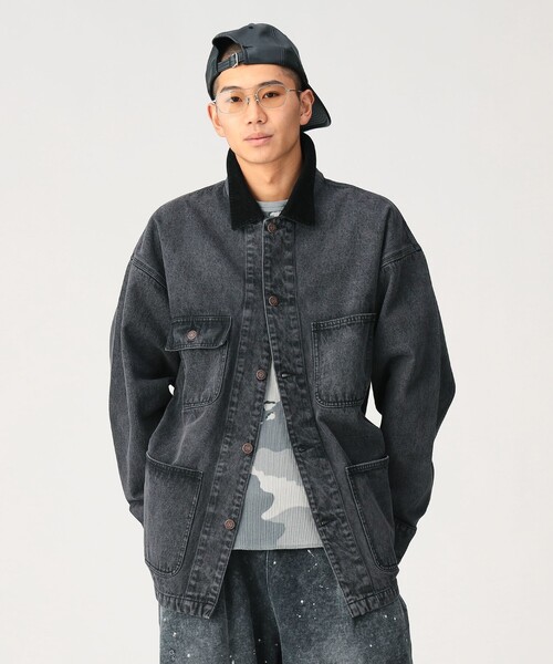 BEAMS（ビームス）の「フェード デニム ルーズ カバーオールジャケット（ブルゾン・メンズ・ブラック/ベージュ・S/XL/L/M）」の2枚目の写真