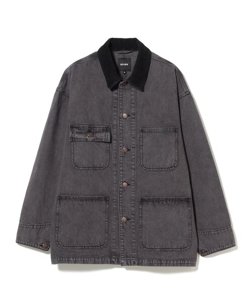 BEAMS（ビームス）の「フェード デニム ルーズ カバーオールジャケット（ブルゾン・メンズ・ブラック/ベージュ・S/XL/L/M）」の4枚目の写真