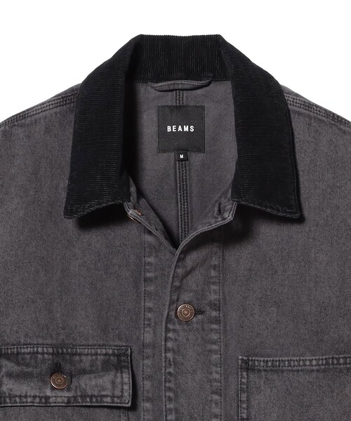 BEAMS（ビームス）の「フェード デニム ルーズ カバーオールジャケット（ブルゾン・メンズ・ブラック/ベージュ・S/XL/L/M）」の5枚目の写真