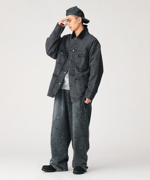 BEAMS（ビームス）の「フェード デニム ルーズ カバーオールジャケット（ブルゾン・メンズ・ブラック/ベージュ・S/XL/L/M）」の10枚目の写真