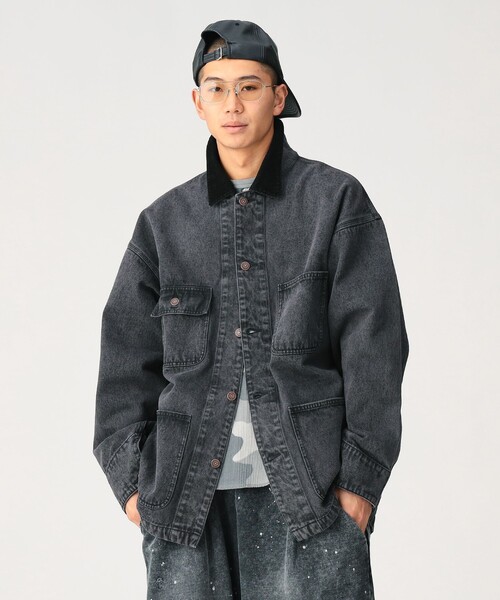 BEAMS（ビームス）の「フェード デニム ルーズ カバーオールジャケット（ブルゾン・メンズ・ブラック/ベージュ・S/XL/L/M）」の12枚目の写真