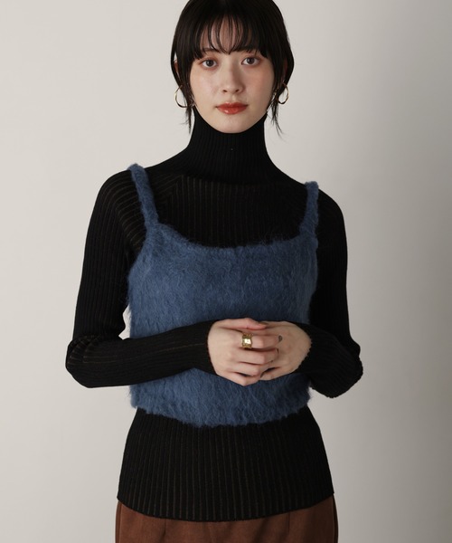 shetila(シェティラ)の「【2点コーデSET】モヘアタッチニットビスチェ×シームレス リブタートルニット(ニット/セーター・レディース・レッド/チャコール/ベージュ/クリーム/ブルー・M)」の8枚目の写真