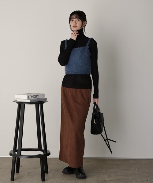 shetila(シェティラ)の「【2点コーデSET】モヘアタッチニットビスチェ×シームレス リブタートルニット(ニット/セーター・レディース・レッド/チャコール/ベージュ/クリーム/ブルー・M)」の13枚目の写真