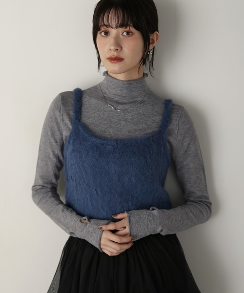 shetila(シェティラ)の「【2点コーデSET】モヘアタッチニットビスチェ×シームレス リブタートルニット(ニット/セーター・レディース・レッド/チャコール/ベージュ/クリーム/ブルー・M)」の16枚目の写真