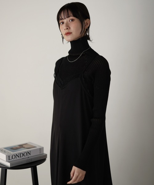 shetila(シェティラ)の「【2点コーデSET】モヘアタッチニットビスチェ×シームレス リブタートルニット(ニット/セーター・レディース・レッド/チャコール/ベージュ/クリーム/ブルー・M)」の21枚目の写真