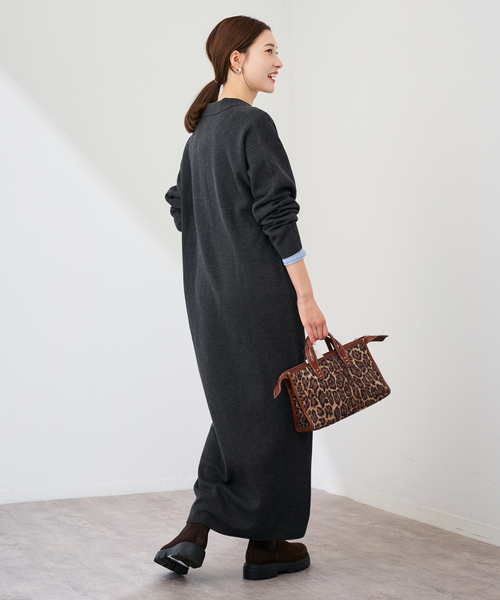 FRAMeWORK（フレームワーク）の「ポロシャツニットワンピース（ワンピース・レディース・ブラウン/チャコールグレー・FREE）」の6枚目の写真