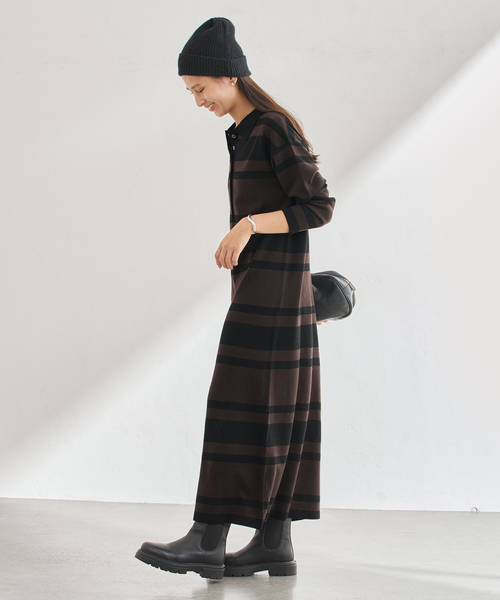 FRAMeWORK（フレームワーク）の「ポロシャツニットワンピース（ワンピース・レディース・ブラウン/チャコールグレー・FREE）」の14枚目の写真