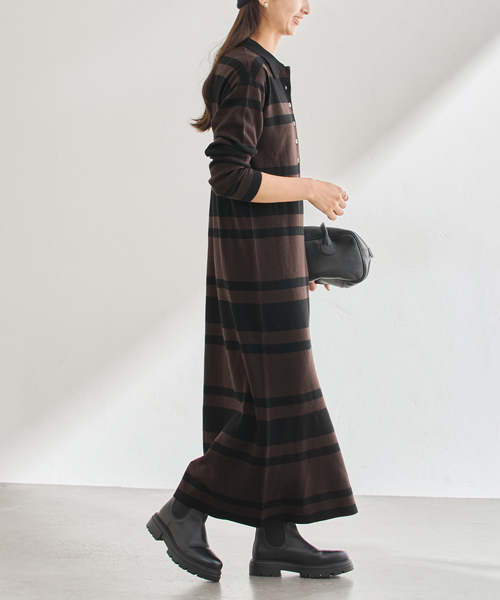 FRAMeWORK（フレームワーク）の「ポロシャツニットワンピース（ワンピース・レディース・ブラウン/チャコールグレー・FREE）」の17枚目の写真