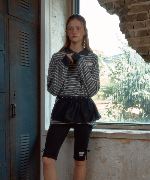 STUD PLEATS WRAP SKIRT_BLACK