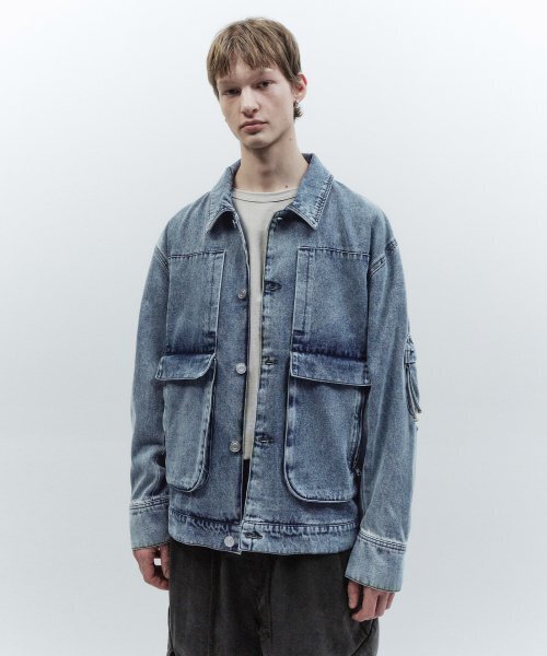 オーバーサイズデニムトラッカージャケット BLUE