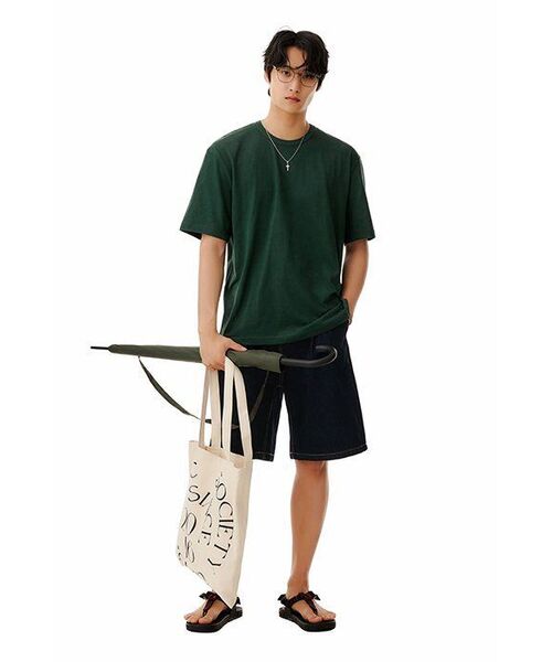 MUSINSA STANDARD（ムシンサスタンダード）の「リラックスフィットクルーネックTシャツ[ディープグリーン]（Tシャツ/カットソー・メンズ・その他・SMALL/MEDIUM/LARGE/X-LARGE/XX-LARGE/XXX-LARGE）」の9枚目の写真