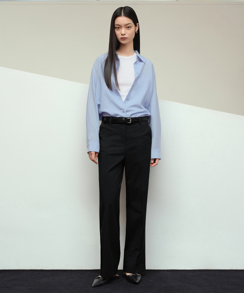 MUSINSA STANDARD WOMAN（ムシンサスタンダードウーマン）の「[クールタンダード] ウィメンズ ワイドヒドゥンバンディングスラックス [ブラック]（スラックス・レディース・その他・24/25/26/27/28/29/31/34/32/30）」の2枚目の写真