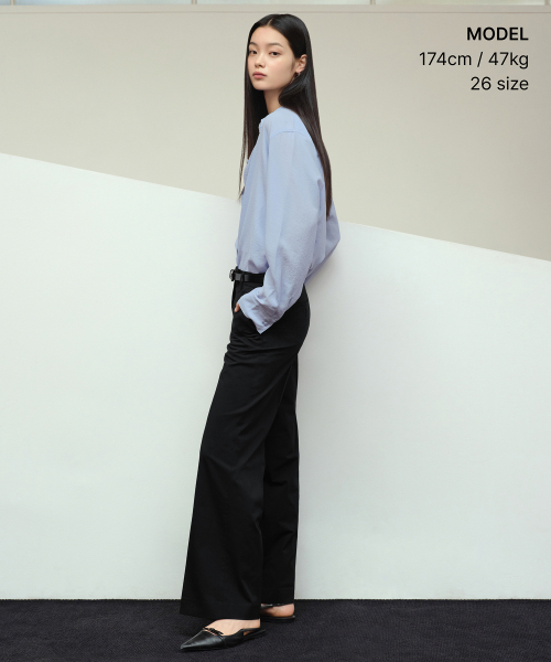 MUSINSA STANDARD WOMAN（ムシンサスタンダードウーマン）の「[クールタンダード] ウィメンズ ワイドヒドゥンバンディングスラックス [ブラック]（スラックス・レディース・その他・24/25/26/27/28/29/31/34/32/30）」の3枚目の写真