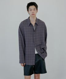 NUAKLE（ヌアクル）の「フレイチェックシャツ_パープル（シャツ/ブラウス）」