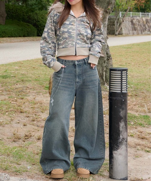 sedacle girl（セダクルガール）の「ラインストーン付き　ウォレットチェーンデニム（デニムパンツ・レディース・インディゴブルー/ブラック・SMALL/MEDIUM）」の16枚目の写真