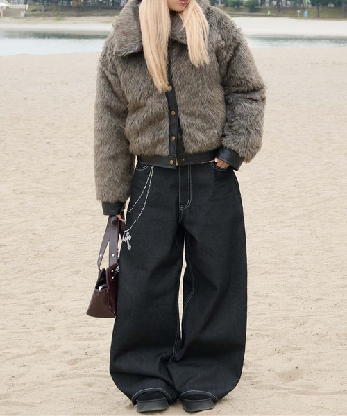 sedacle girl（セダクルガール）の「ラインストーン付き　ウォレットチェーンデニム（デニムパンツ・レディース・インディゴブルー/ブラック・SMALL/MEDIUM）」の10枚目の写真